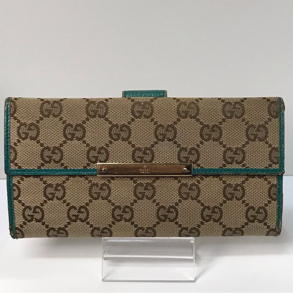 GUCCI Signature Monogram Canvas/Leather Long Wallet โค๏ธ - Picture 1 of 17